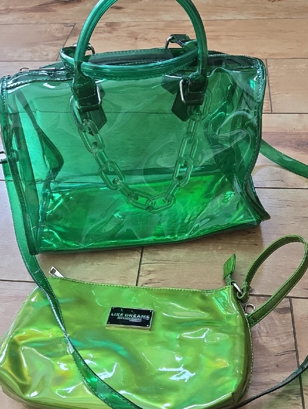 Green Transparent Tote and Pouch Set